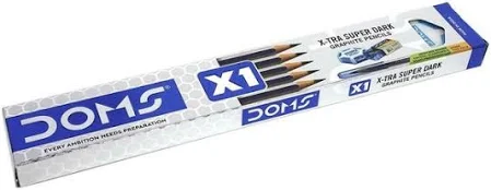 Doms X1 X-Tra Super Dark Pencil With 1 Sharpener + 1 Eraser (Pack of 10)